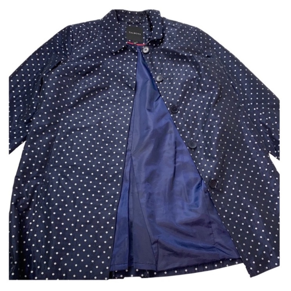Talbots Navy Rain Jacket with Silver Polka Dots 4p